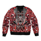 Aotearoa Ngapuhi Bomber Jacket Maori Red Tribal Paua Shell Pattern