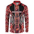 Aotearoa Ngapuhi Button Sweatshirt Maori Red Tribal Paua Shell Pattern