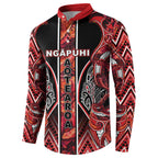 Aotearoa Ngapuhi Button Sweatshirt Maori Red Tribal Paua Shell Pattern