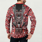 Aotearoa Ngapuhi Button Sweatshirt Maori Red Tribal Paua Shell Pattern