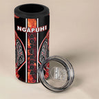 Aotearoa Ngapuhi 4 in 1 Can Cooler Tumbler Maori Red Tribal Paua Shell Pattern
