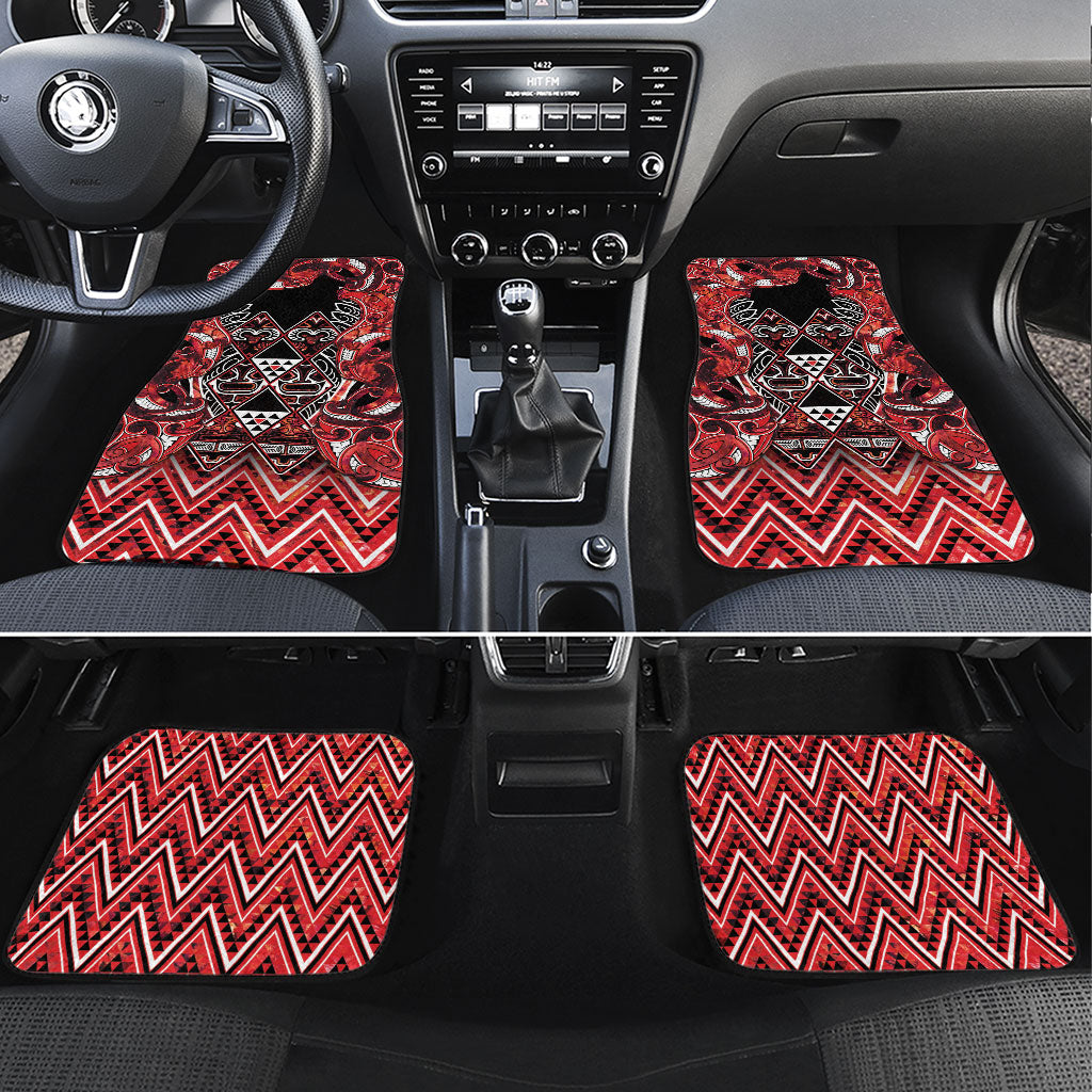 Aotearoa Ngapuhi Car Mats Maori Red Tribal Paua Shell Pattern
