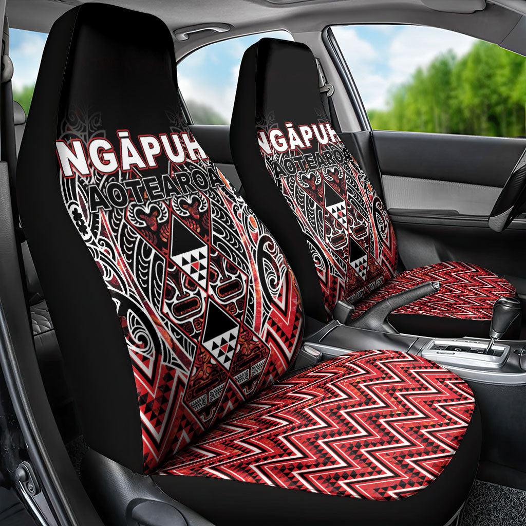 Aotearoa Ngapuhi Car Seat Cover Maori Red Tribal Paua Shell Pattern