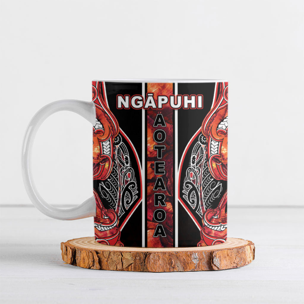 Aotearoa Ngapuhi Ceramic Mug Maori Red Tribal Paua Shell Pattern