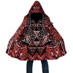 Aotearoa Ngapuhi Cloak Maori Red Tribal Paua Shell Pattern