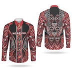 Aotearoa Ngapuhi Couples Matching Long Sleeve Bodycon Dress and Long Sleeve Button Shirt Maori Red Tribal Paua Shell Pattern