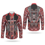 Aotearoa Ngapuhi Couples Matching Off Shoulder Maxi Dress and Long Sleeve Button Shirt Maori Red Tribal Paua Shell Pattern