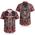 Aotearoa Ngapuhi Couples Matching Puletasi and Hawaiian Shirt Maori Red Tribal Paua Shell Pattern