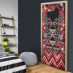 Aotearoa Ngapuhi Door Cover Maori Red Tribal Paua Shell Pattern