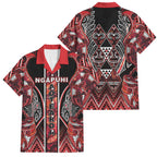 Aotearoa Ngapuhi Family Matching Summer Maxi Dress and Hawaiian Shirt Maori Red Tribal Paua Shell Pattern