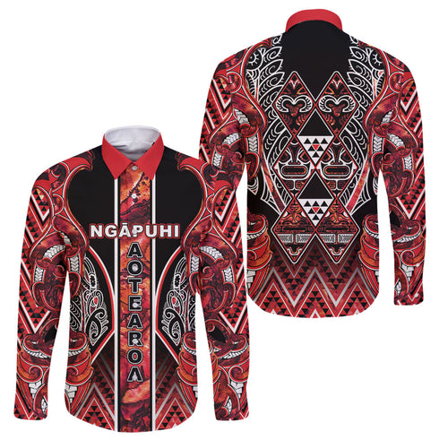 Aotearoa Ngapuhi Family Matching Summer Maxi Dress and Hawaiian Shirt Maori Red Tribal Paua Shell Pattern