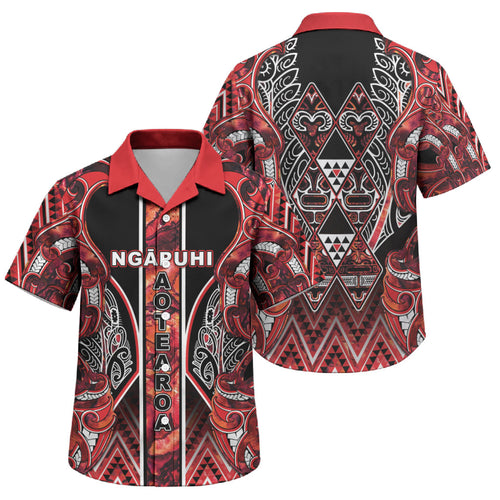 Aotearoa Ngapuhi Family Matching Summer Maxi Dress and Hawaiian Shirt Maori Red Tribal Paua Shell Pattern
