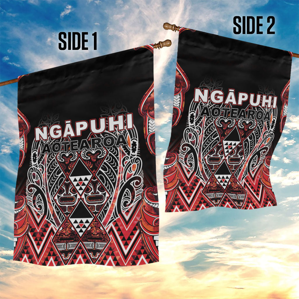 Aotearoa Ngapuhi Garden Flag Maori Red Tribal Paua Shell Pattern