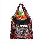 Aotearoa Ngapuhi Grocery Bag Maori Red Tribal Paua Shell Pattern