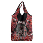 Aotearoa Ngapuhi Grocery Bag Maori Red Tribal Paua Shell Pattern