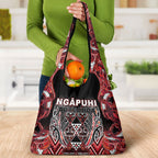Aotearoa Ngapuhi Grocery Bag Maori Red Tribal Paua Shell Pattern