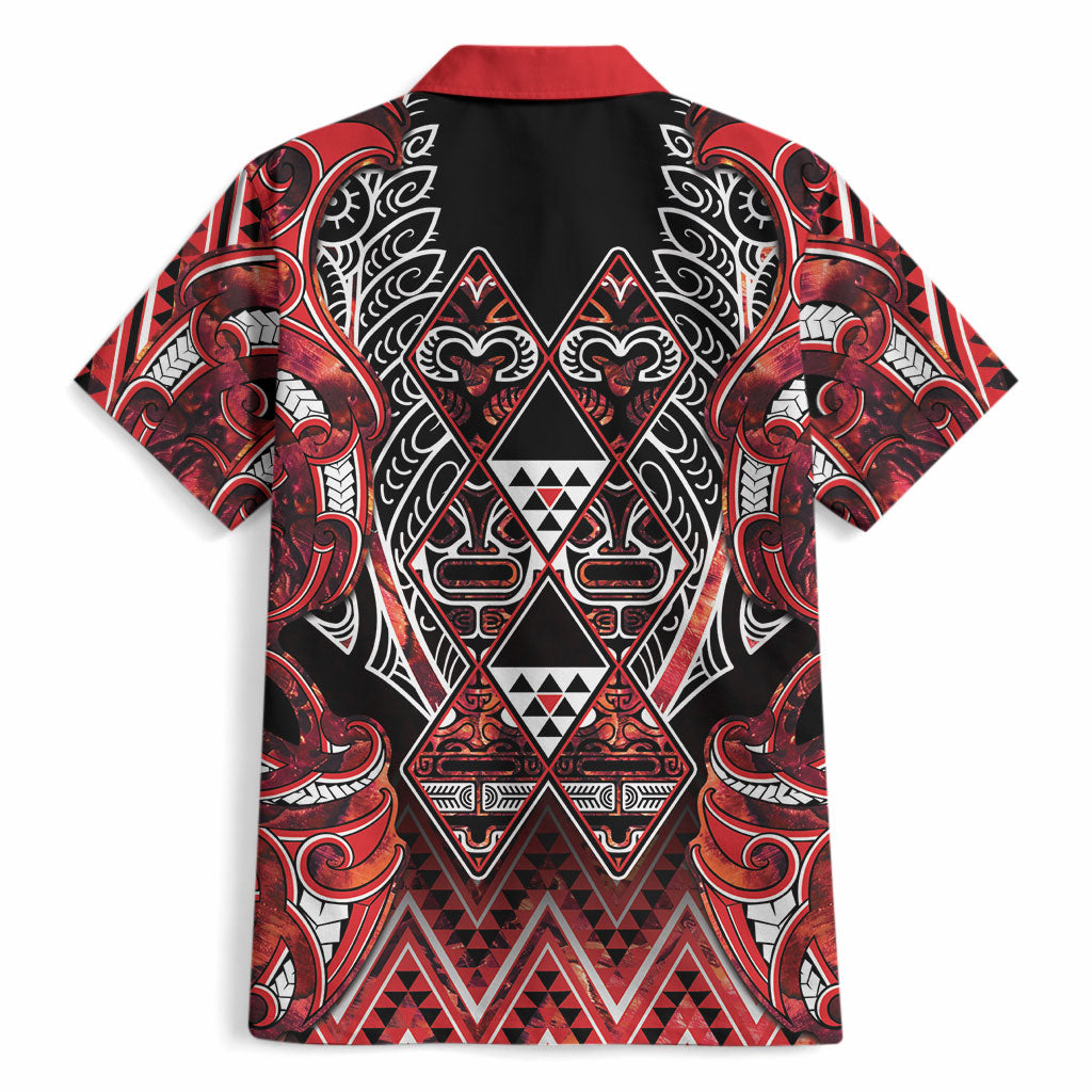 Aotearoa Ngapuhi Hawaiian Shirt Maori Red Tribal Paua Shell Pattern