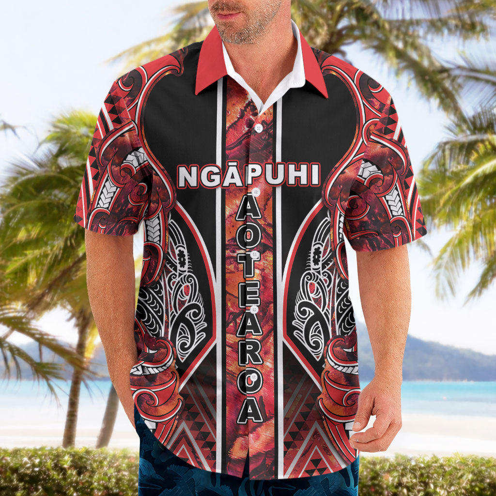 Aotearoa Ngapuhi Hawaiian Shirt Maori Red Tribal Paua Shell Pattern