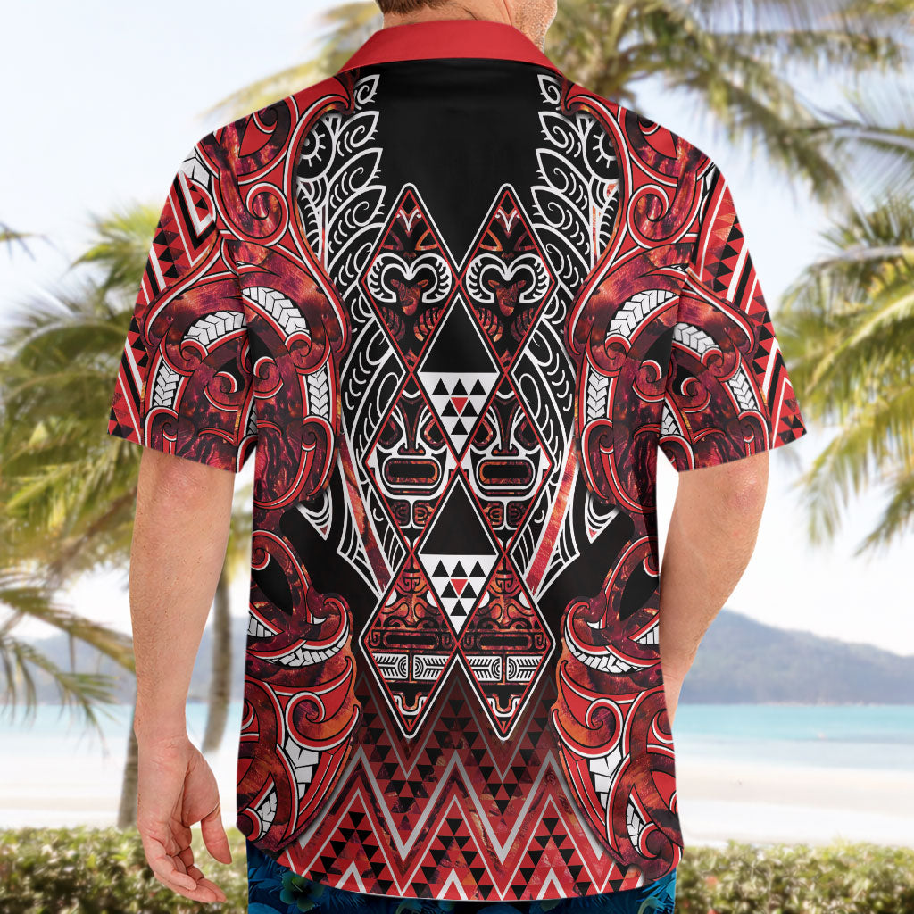 Aotearoa Ngapuhi Hawaiian Shirt Maori Red Tribal Paua Shell Pattern