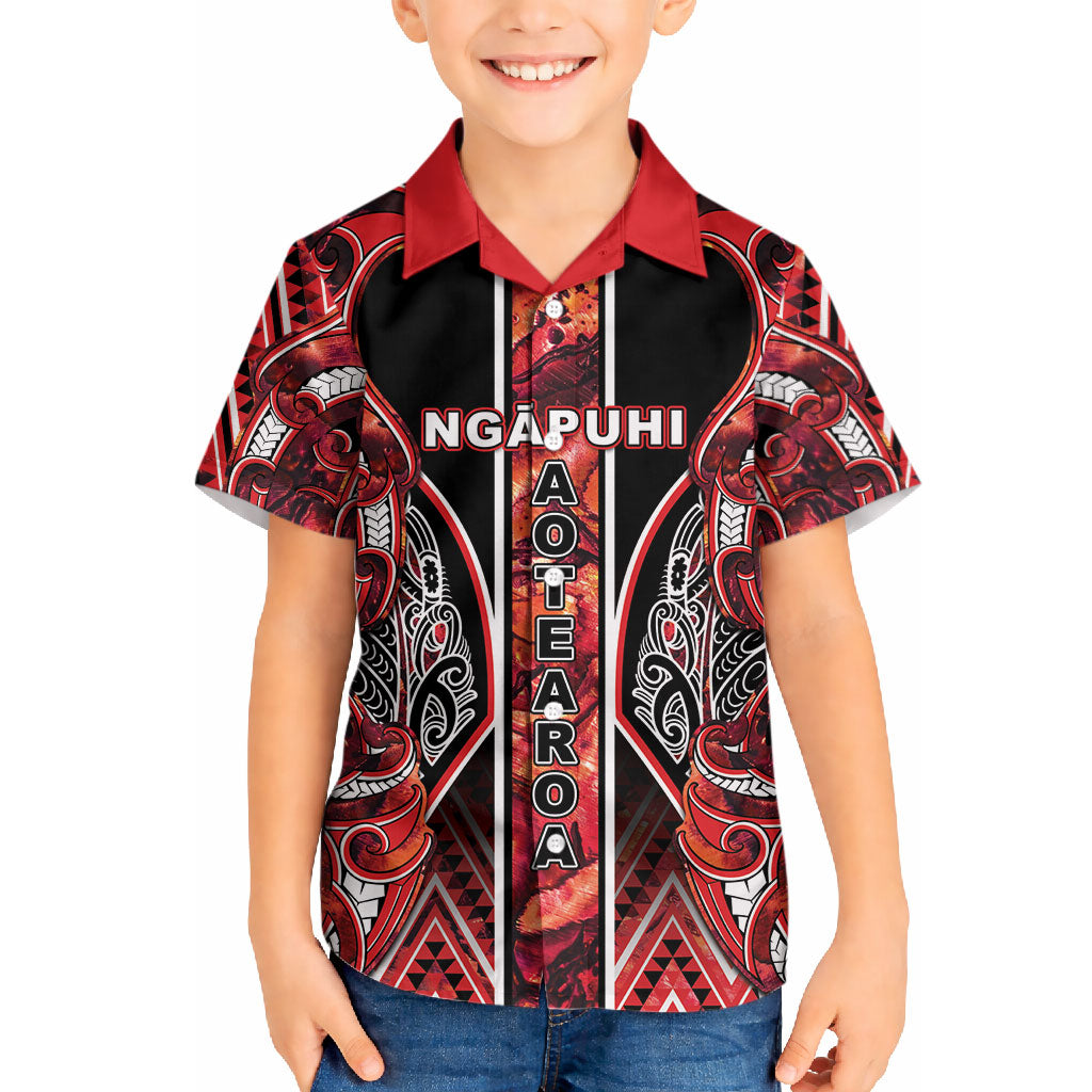 Aotearoa Ngapuhi Hawaiian Shirt Maori Red Tribal Paua Shell Pattern