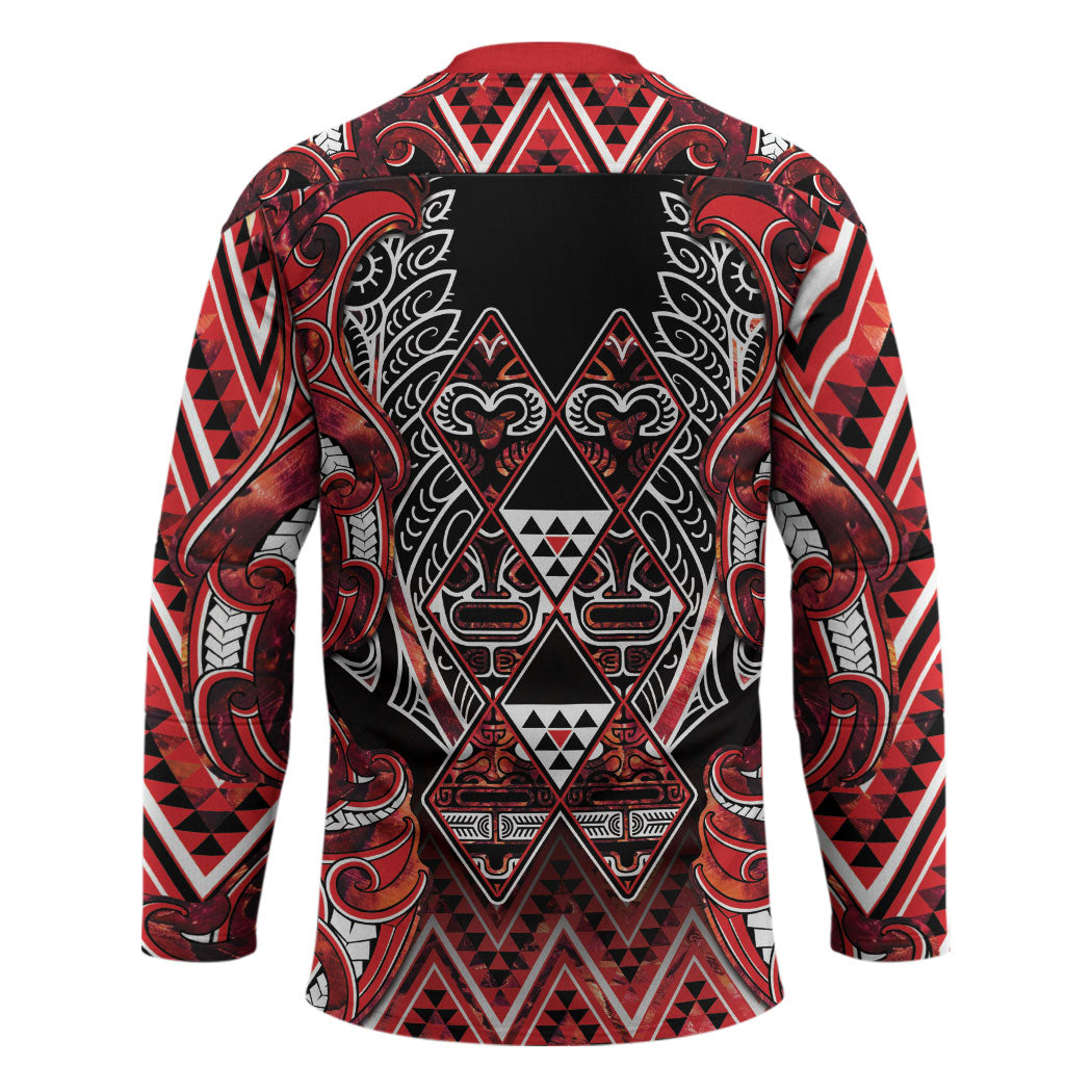 Aotearoa Ngapuhi Hockey Jersey Maori Red Tribal Paua Shell Pattern