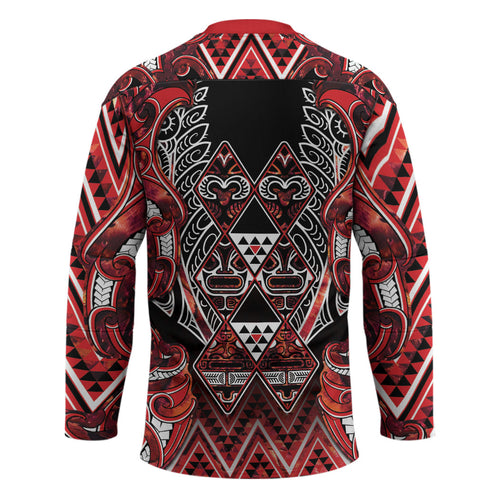 Aotearoa Ngapuhi Hockey Jersey Maori Red Tribal Paua Shell Pattern