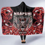 Aotearoa Ngapuhi Hooded Blanket Maori Red Tribal Paua Shell Pattern