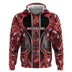 Aotearoa Ngapuhi Hoodie Maori Red Tribal Paua Shell Pattern