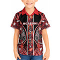 Aotearoa Ngapuhi Kid Hawaiian Shirt Maori Red Tribal Paua Shell Pattern