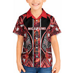 Aotearoa Ngapuhi Kid Hawaiian Shirt Maori Red Tribal Paua Shell Pattern