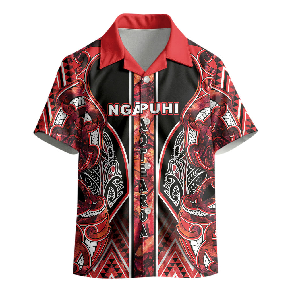 Aotearoa Ngapuhi Kid Hawaiian Shirt Maori Red Tribal Paua Shell Pattern