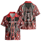 Aotearoa Ngapuhi Kid Hawaiian Shirt Maori Red Tribal Paua Shell Pattern