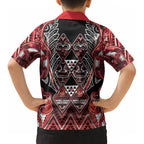 Aotearoa Ngapuhi Kid Hawaiian Shirt Maori Red Tribal Paua Shell Pattern