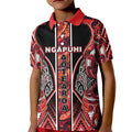 Aotearoa Ngapuhi Kid Polo Shirt Maori Red Tribal Paua Shell Pattern