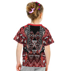Aotearoa Ngapuhi Kid T Shirt Maori Red Tribal Paua Shell Pattern