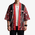 Aotearoa Ngapuhi Kimono Maori Red Tribal Paua Shell Pattern