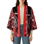 Aotearoa Ngapuhi Kimono Maori Red Tribal Paua Shell Pattern