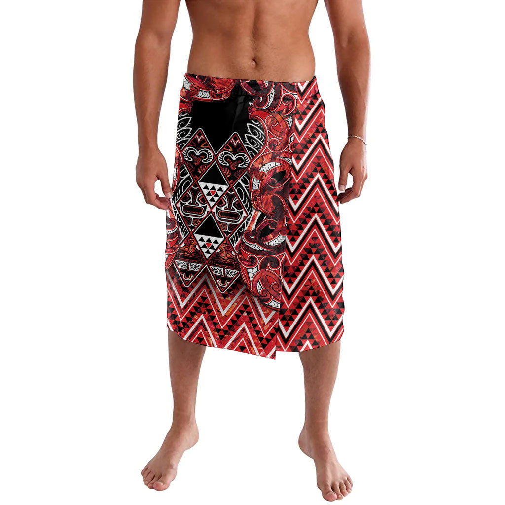 Aotearoa Ngapuhi Lavalava Maori Red Tribal Paua Shell Pattern