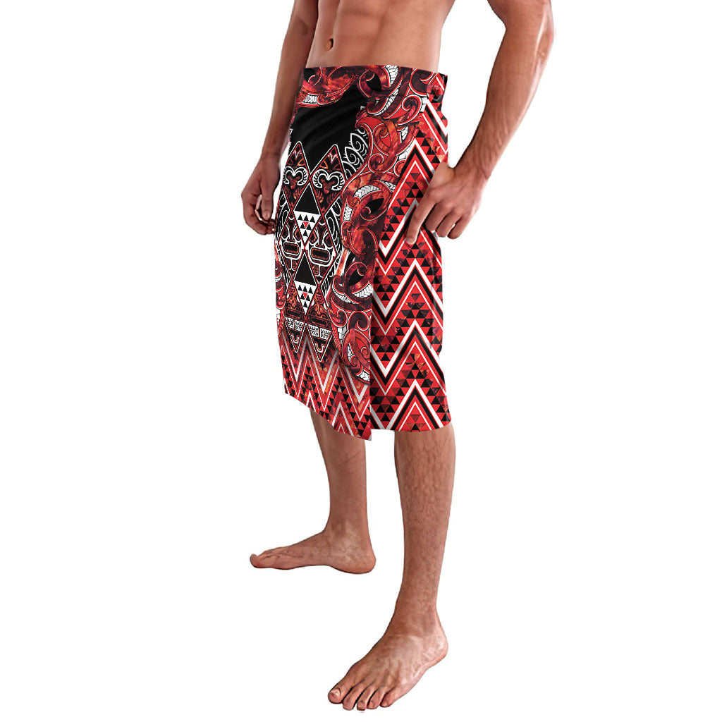 Aotearoa Ngapuhi Lavalava Maori Red Tribal Paua Shell Pattern