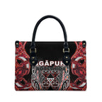 Aotearoa Ngapuhi Leather Bag Maori Red Tribal Paua Shell Pattern