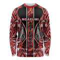 Aotearoa Ngapuhi Long Sleeve Shirt Maori Red Tribal Paua Shell Pattern