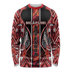 Aotearoa Ngapuhi Long Sleeve Shirt Maori Red Tribal Paua Shell Pattern