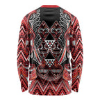 Aotearoa Ngapuhi Long Sleeve Shirt Maori Red Tribal Paua Shell Pattern