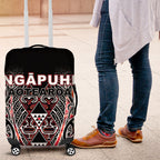 Aotearoa Ngapuhi Luggage Cover Maori Red Tribal Paua Shell Pattern