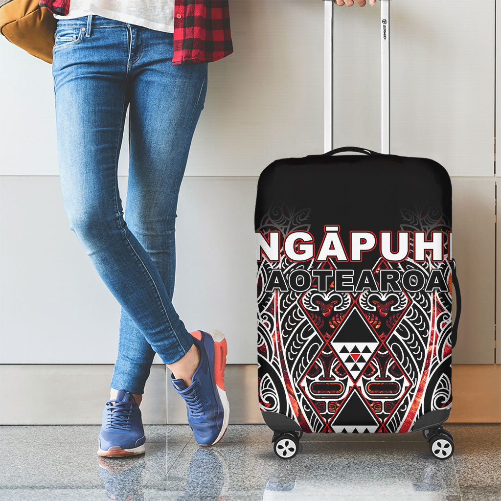 Aotearoa Ngapuhi Luggage Cover Maori Red Tribal Paua Shell Pattern