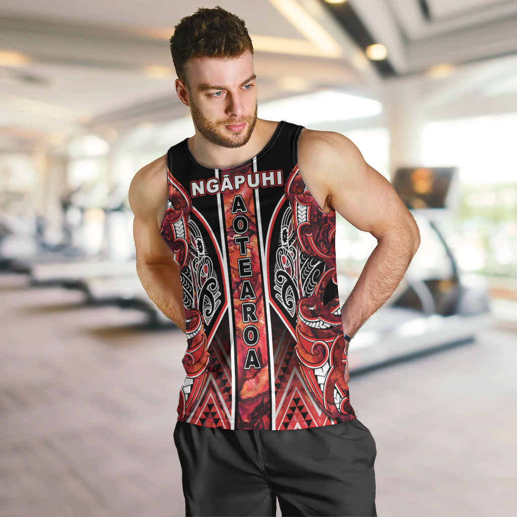 Aotearoa Ngapuhi Men Tank Top Maori Red Tribal Paua Shell Pattern