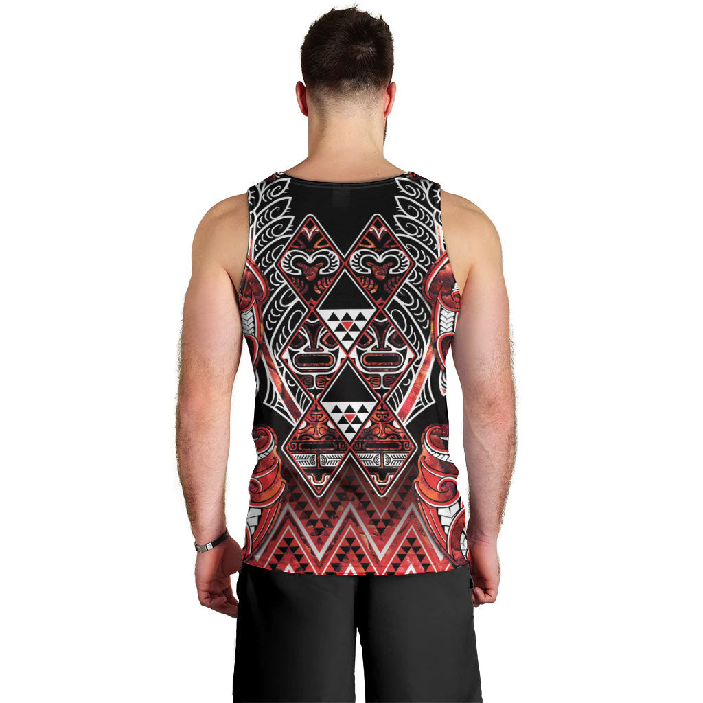 Aotearoa Ngapuhi Men Tank Top Maori Red Tribal Paua Shell Pattern