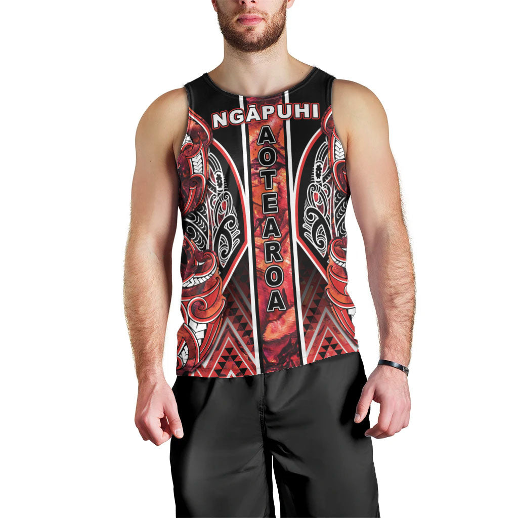 Aotearoa Ngapuhi Men Tank Top Maori Red Tribal Paua Shell Pattern