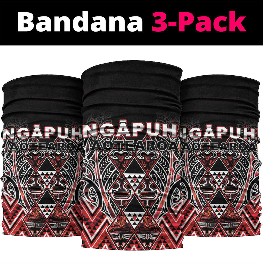 Aotearoa Ngapuhi Neck Gaiter Maori Red Tribal Paua Shell Pattern