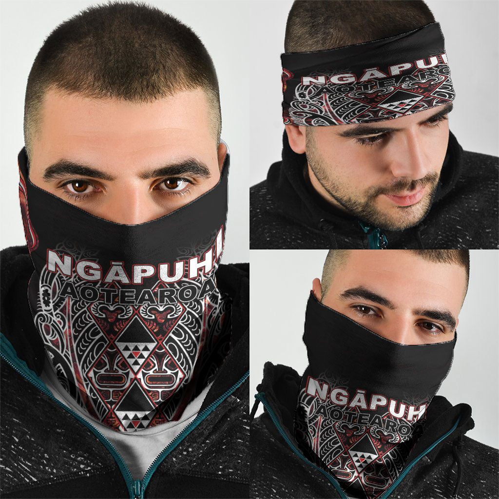 Aotearoa Ngapuhi Neck Gaiter Maori Red Tribal Paua Shell Pattern